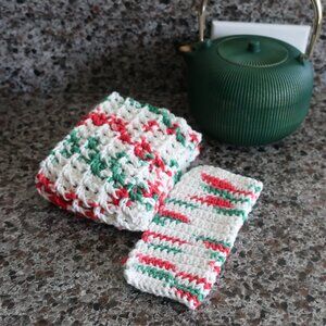 Multicolored Crochet Dish Drying Mats 100% Cotton Kitchen